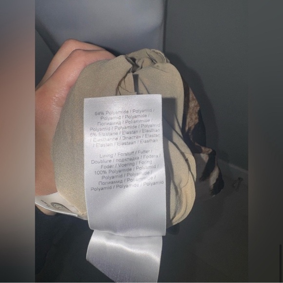 Ganni Ruched Leopard Print Stretch Mesh in Brown/Black/Medium - Picture 9 of 10